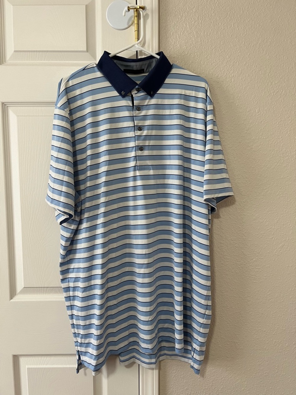Greyson Men’s Light Blue Striped Performance Golf Polo Size XXL